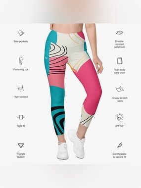 Loony Legs London Modernist High Waist Pocket Leggings Size Small